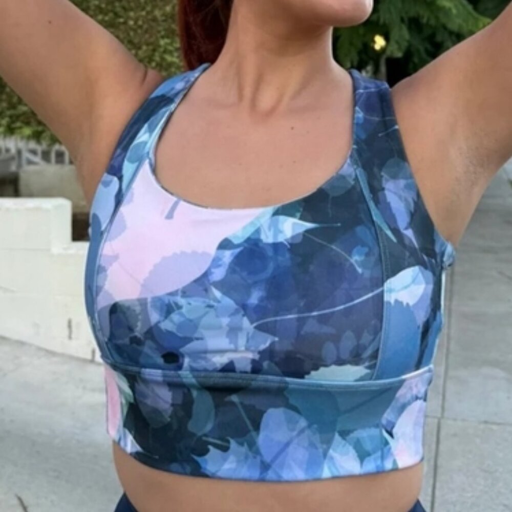 OTOS Athleisure Cropped Top Sport Bra High Support Strappy Gym Multicolor L